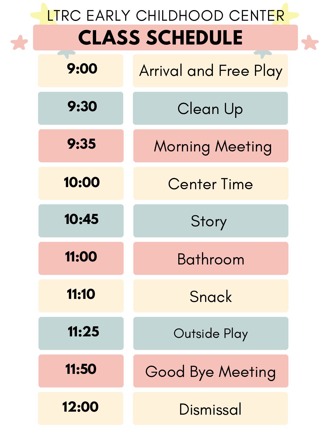 2025 three’s class schedule